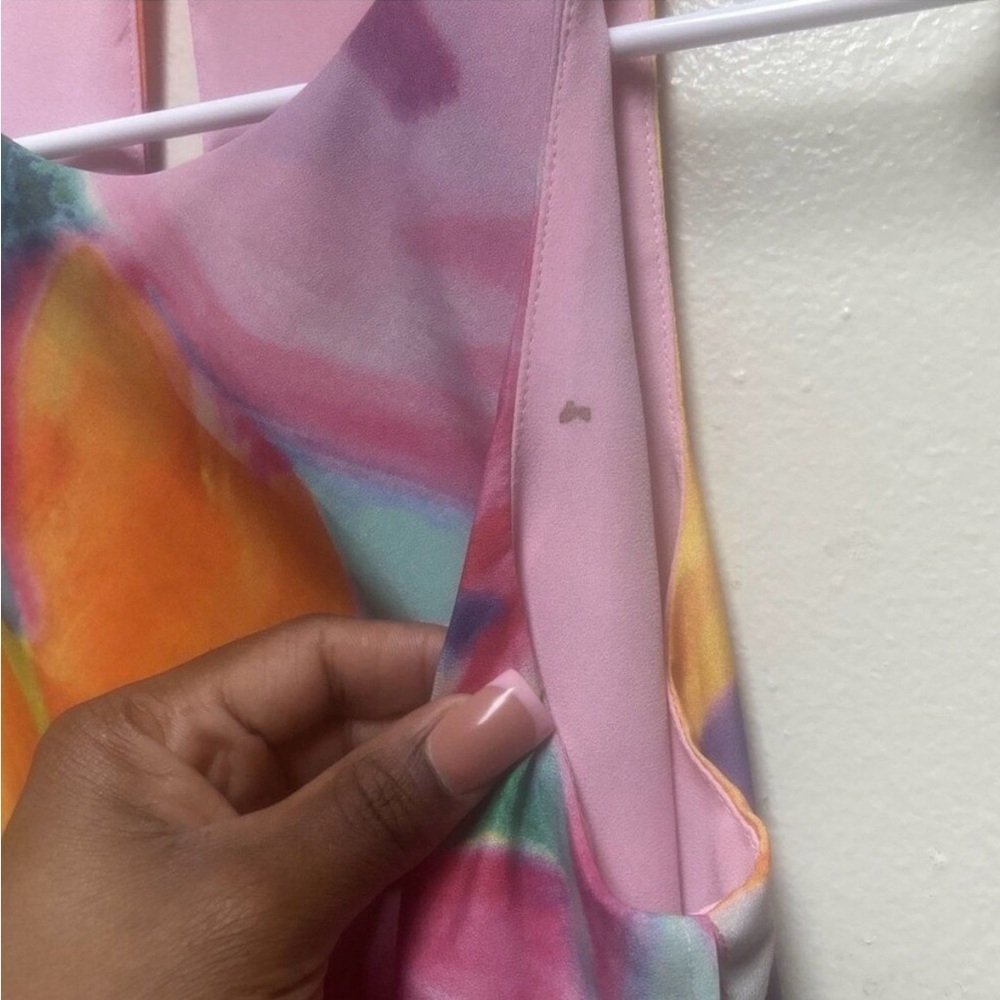 LAUREN RALPH LAUREN Watercolor Floral Crepe Shift Dress Vibrant Pastel 2p Lined - Picture 4 of 9